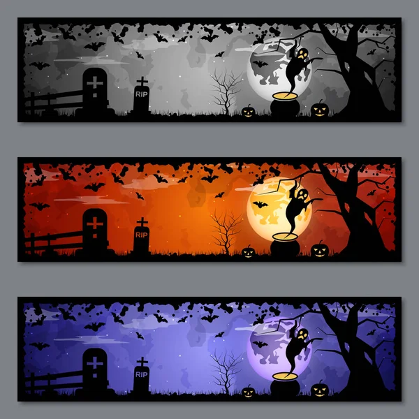Halloween Kleurrijke Banners Vector Templates Collectie — Stockvector
