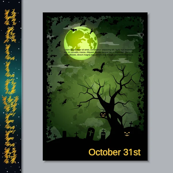Halloween Night Flyer Brochure Poster Uitnodiging Kaart Vector Ontwerpsjabloon Formaat — Stockvector