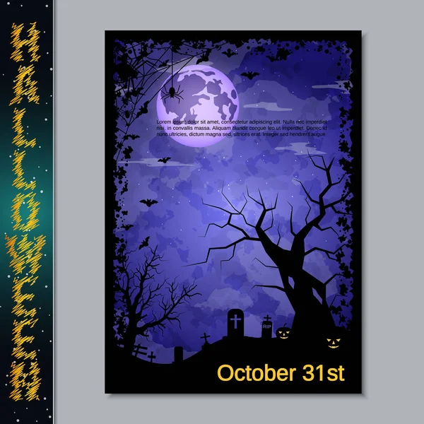 Halloween Night Flyer Booklet Poster Invitation Card Vector Design Template — Stock Vector