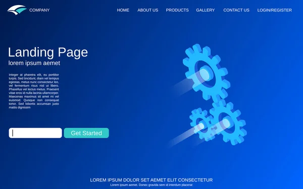 Web Sitesi Açılış Sayfası Vektör Şablonu Mavi Vektör Arka Plan — Stok Vektör