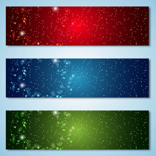 Kerstmis Nieuwjaar Horizontale Kleurrijke Vector Banners Collectie — Stockvector