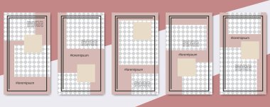 Moda sosyal ağ hikayeler düzenlenebilir vektör kalıp toplama. Sosyal medya için Web uygulama arka plan