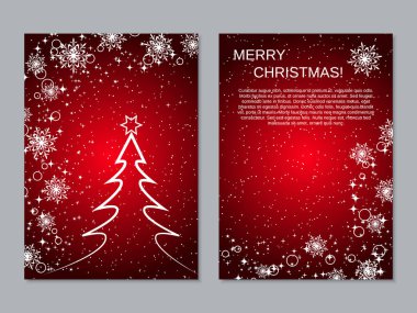 Noel ve yeni yıl iki taraflı el ilanı, afiş, kitapçık, broşür kapak vektör tasarım şablonu