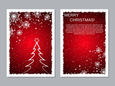 Noel ve yeni yıl iki taraflı el ilanı, afiş, kitapçık, broşür kapak vektör tasarım şablonu