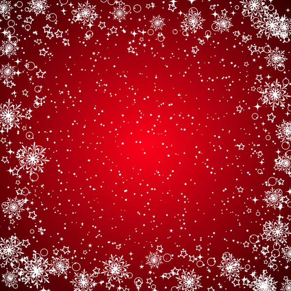 Glædelig Jul Godt Nytår Rød Vektor Baggrund Med Stjerner Snefnug – Stock-vektor