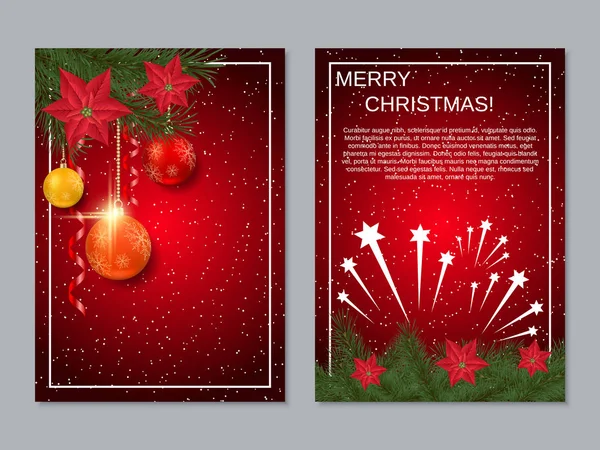 Weihnachten Und Neujahr Zweiseitiger Flyer Banner Booklet Broschüre Covervektordesign Vorlage — Stockvektor