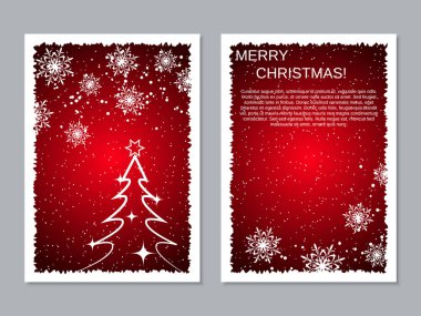 Noel ve yeni yıl iki taraflı el ilanı, afiş, kitapçık, broşür kapak vektör tasarım şablonu