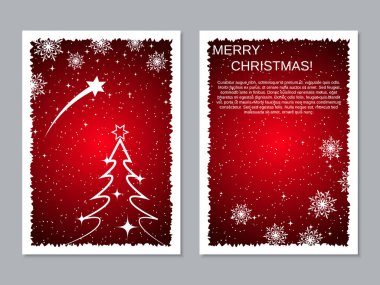 Noel ve yeni yıl iki taraflı el ilanı, afiş, kitapçık, broşür kapak vektör tasarım şablonu