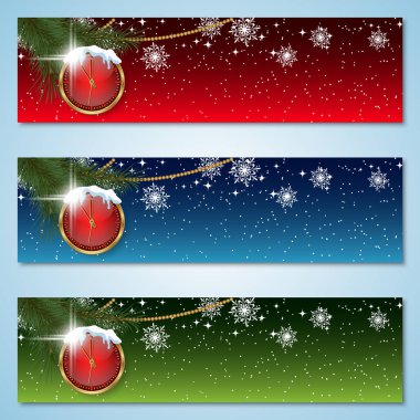 Noel ve yeni yıl yatay renkli vektör afiş koleksiyonu