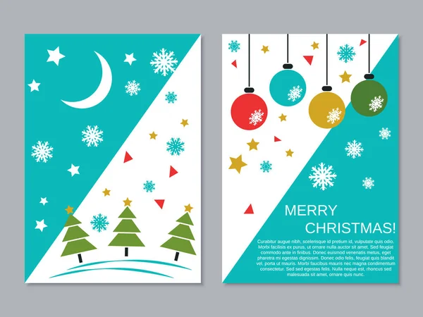 Weihnachten Und Neujahr Zweiseitiger Flyer Banner Booklet Broschüre Covervektordesign Vorlage — Stockvektor