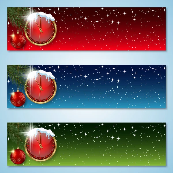 Navidad Año Nuevo Colección Banners Vector Colorido Horizontal — Vector de stock