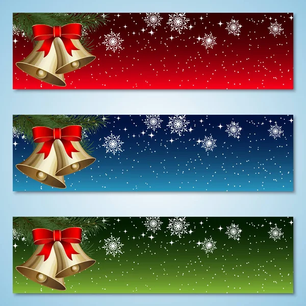 Weihnachten Und Neujahr Horizontal Bunte Vektorbanner Kollektion — Stockvektor