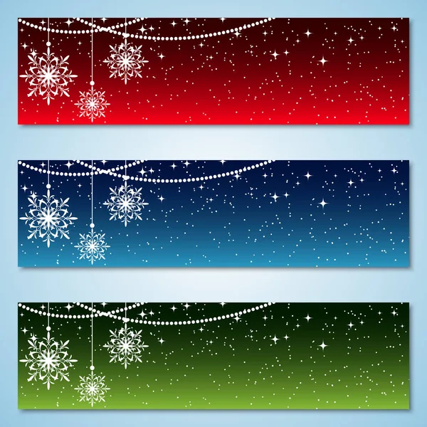 Kerstmis Nieuwjaar Horizontale Kleurrijke Vector Banners Collectie — Stockvector