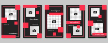 Moda sosyal ağ hikayeler düzenlenebilir vektör kalıp toplama. Sosyal medya için Web uygulama arka plan