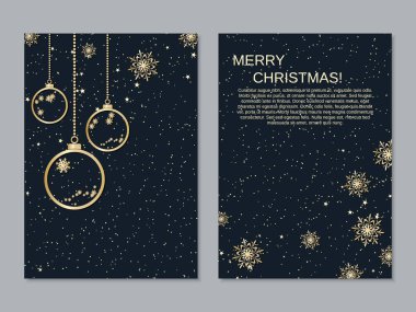 Noel ve yeni yıl iki taraflı el ilanı, afiş, kitapçık, broşür kapak vektör tasarım şablonu