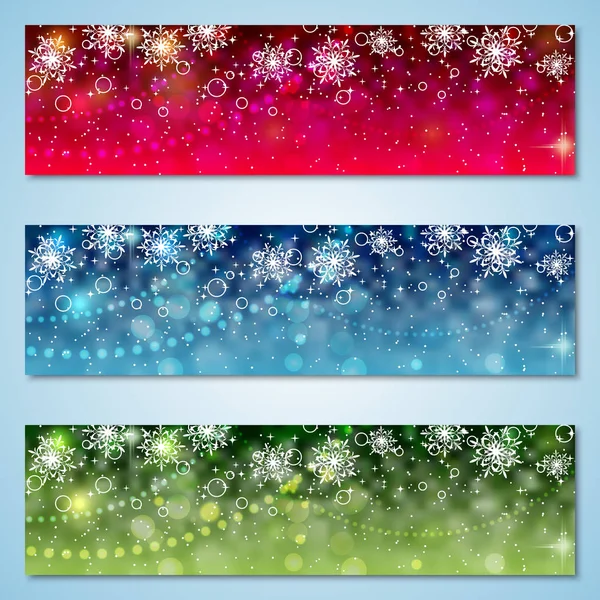 Kerstmis Nieuwjaar Horizontale Kleurrijke Vector Banners Collectie — Stockvector