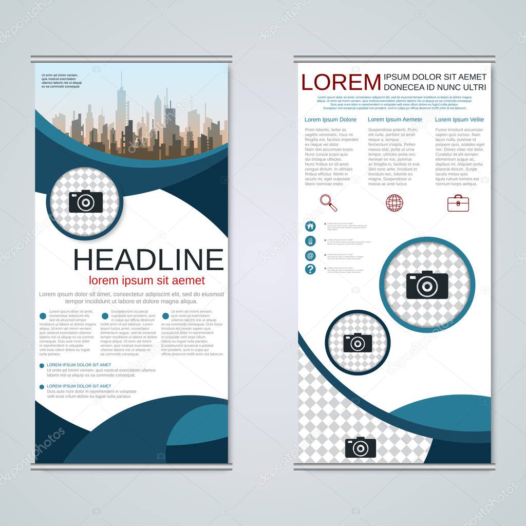 Modern roll-up business banners vector  template