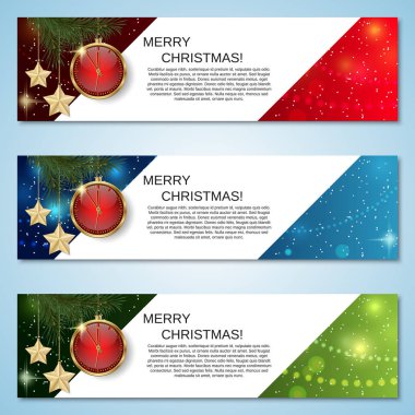 Noel ve yeni yıl yatay renkli vektör afiş koleksiyonu