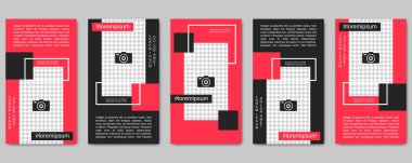 Moda sosyal ağ hikayeler düzenlenebilir vektör kalıp toplama. Sosyal medya için Web uygulama arka plan