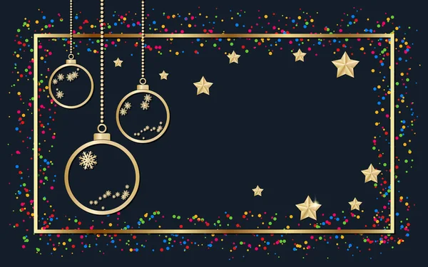 Feliz Navidad Feliz Año Nuevo Fondo Vector Negro Con Decoración — Vector de stock