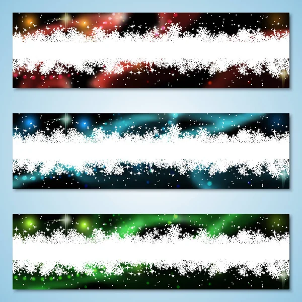 Vánoce Nový Rok Vodorovné Barevné Vektorové Bannery Kolekce — Stockový vektor
