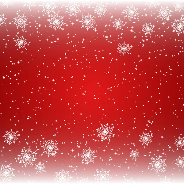 Merry Christmas Happy New Year Red Vector Background Stars Snowflakes — Stock Vector