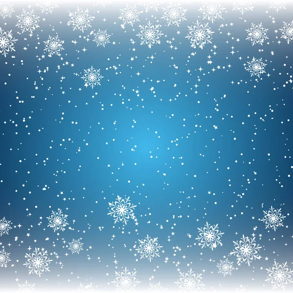 Prettige Kerstdagen Gelukkig Nieuwjaar Blauwe Vector Achtergrond Met Sterren Sneeuwvlokken — Stockvector