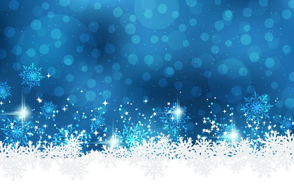 圣诞快乐 新年快乐 蓝色矢量背景与星星和雪花 — 图库矢量图片