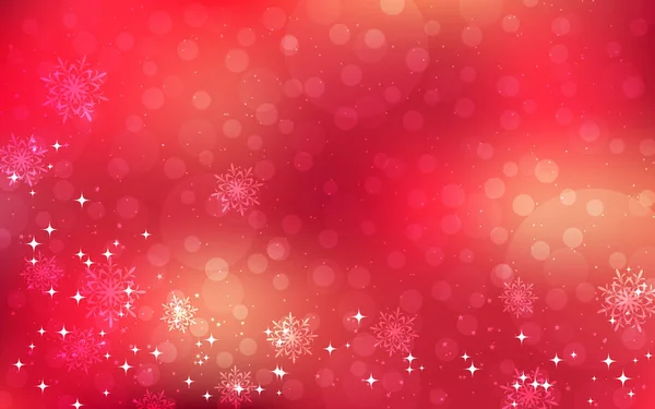 メリー クリスマスと新年あけましておめでとうございますピンク星と雪の結晶のベクトルの背景 — ストックベクタ
