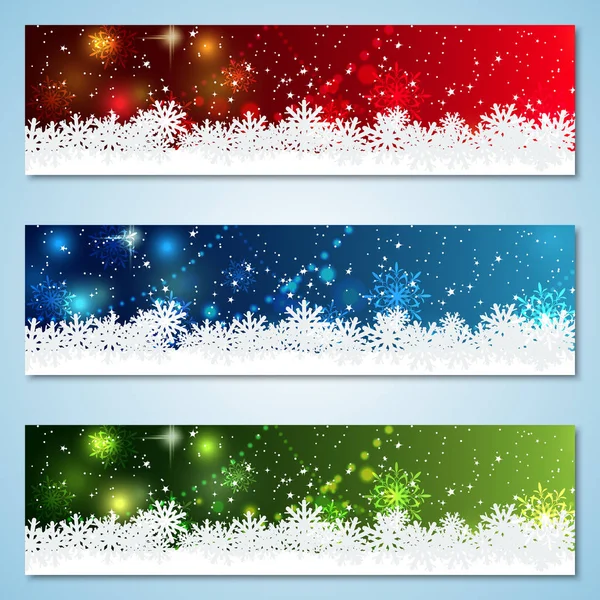 Natale Capodanno Orizzontale Colorata Collezione Banner Vettoriali — Vettoriale Stock