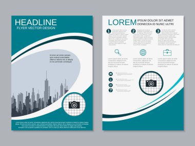 Soyut geometrik tarzı profesyonel iki taraflı el ilanı vektör tasarım şablonu