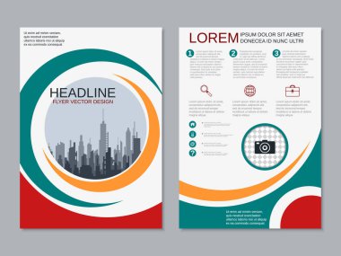 Soyut geometrik tarzı profesyonel iki taraflı el ilanı vektör tasarım şablonu