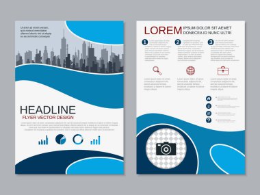 Soyut geometrik tarzı profesyonel iki taraflı el ilanı vektör tasarım şablonu