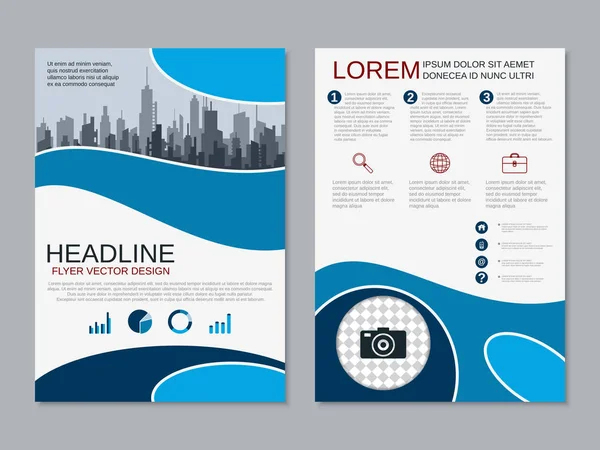 Soyut geometrik tarzı profesyonel iki taraflı el ilanı vektör tasarım şablonu