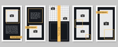 Moda sosyal ağ hikayeler düzenlenebilir vektör kalıp toplama. Sosyal medya için Web uygulama arka plan