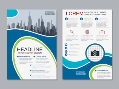 Modern profesyonel iş iki taraflı broşür, kitapçık, broşür kapak, yıllık rapor vektör tasarım şablonu. A4 formatı