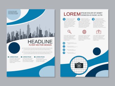 Modern profesyonel iş iki taraflı broşür, kitapçık, broşür kapak, yıllık rapor vektör tasarım şablonu. A4 formatı