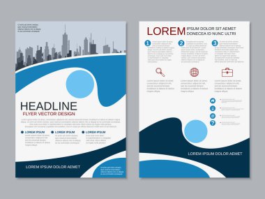 Modern profesyonel iş iki taraflı broşür, kitapçık, broşür kapak, yıllık rapor vektör tasarım şablonu. A4 formatı