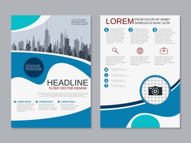 Modern profesyonel iş iki taraflı broşür, kitapçık, broşür kapak, yıllık rapor vektör tasarım şablonu. A4 formatı