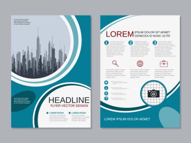 Modern profesyonel iş iki taraflı broşür, kitapçık, broşür kapak, yıllık rapor vektör tasarım şablonu. A4 formatı