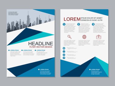 Modern profesyonel iş iki taraflı broşür, kitapçık, broşür kapak, yıllık rapor vektör tasarım şablonu. A4 formatı