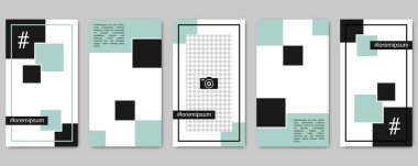 Moda sosyal ağ hikayeler düzenlenebilir vektör kalıp toplama. Sosyal medya için Web uygulama arka plan