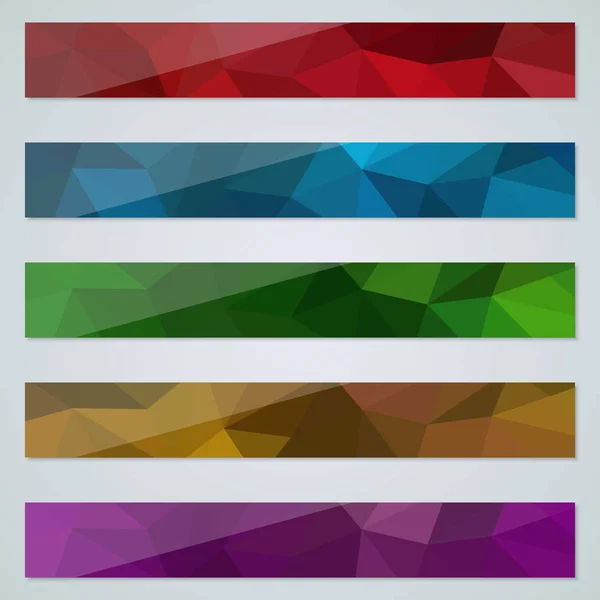 Abstrakta Färgstarka Triangel Web Banners Vector Mallar Samling — Stock vektor