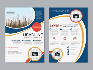 Modern profesyonel iş iki taraflı broşür, kitapçık, broşür kapak, yıllık rapor vektör tasarım şablonu. A4 formatı
