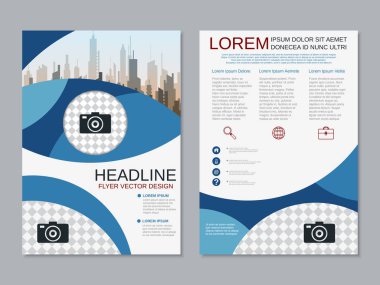 Modern profesyonel iş iki taraflı broşür, kitapçık, broşür kapak, yıllık rapor vektör tasarım şablonu. A4 formatı