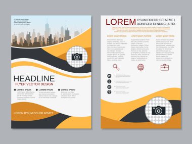 Modern profesyonel iş iki taraflı broşür, kitapçık, broşür kapak, yıllık rapor vektör tasarım şablonu. A4 formatı