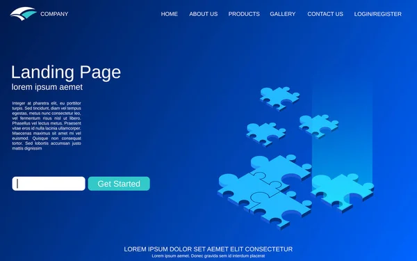 Modelo Vetor Landing Page Site Fundo Azul Com Tecnologia Digital — Vetor de Stock