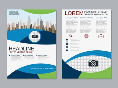 Modern profesyonel iş iki taraflı broşür, kitapçık, broşür kapak, yıllık rapor vektör tasarım şablonu. A4 formatı