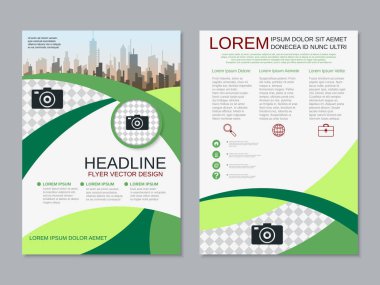 Modern profesyonel iş iki taraflı broşür, kitapçık, broşür kapak, yıllık rapor vektör tasarım şablonu. A4 formatı