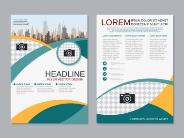 Modern profesyonel iş iki taraflı broşür, kitapçık, broşür kapak, yıllık rapor vektör tasarım şablonu. A4 formatı